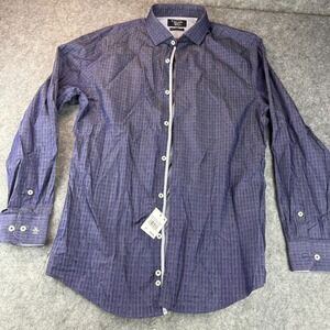 NEW Penguin Dress Shirt Mens 15 32/33 Blue White Subtle Stripe Stretch Slim‎ Fit